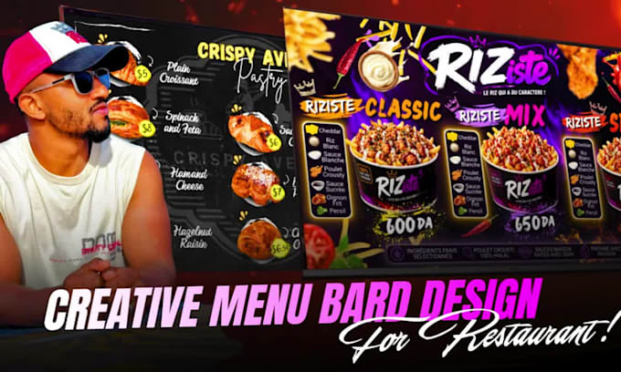 design static tv screen menu or digital menu, menu board, flyer for restaurant