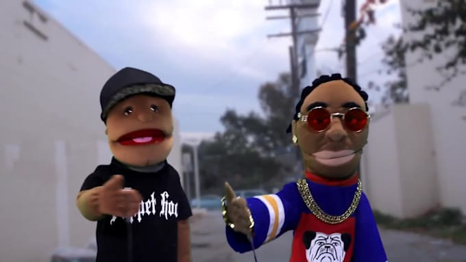 create and record a song on video with 2 puppets