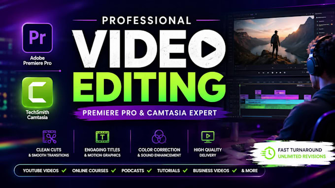 professionally edit videos using premiere pro and camtasia