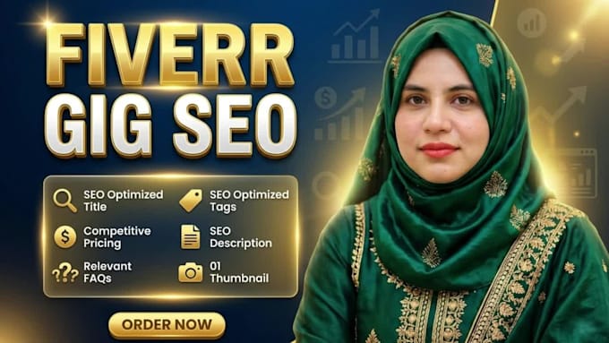 write complete fiverr gig SEO title, tags, description, faqs for optimization