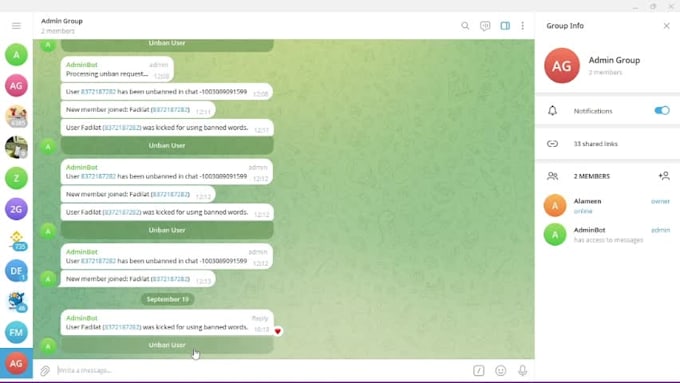 develop a powerful telegram bot to moderate your group