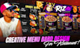 do digital menu or menu board, animated menu, TV screen for restaurant