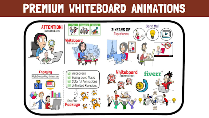 make a custom whiteboard or 2d animation explainer doodle video