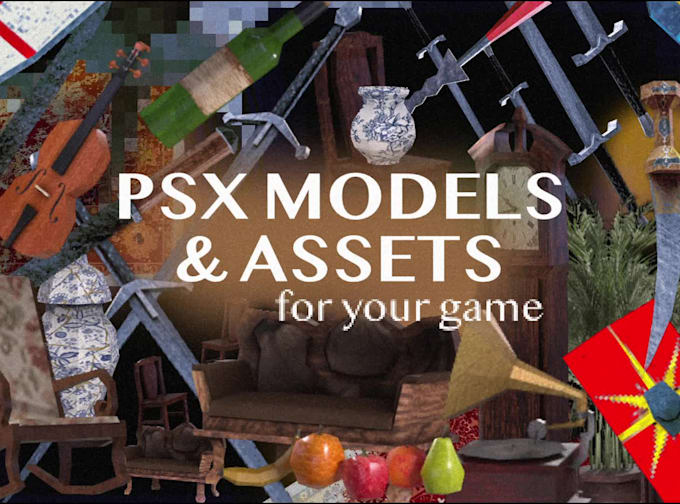 make psx, ps1, ps2 and lowpoly style models and assets for game