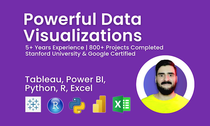 Create data visualizations with tableau, power bi, python, rstudio ...
