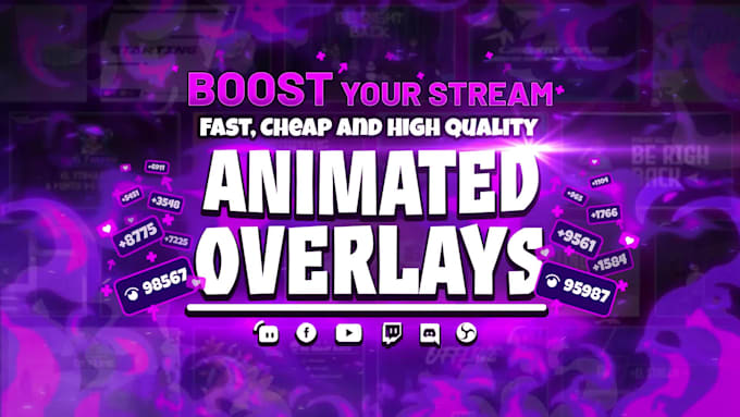 design animated overlay, screens and alerts for twitch