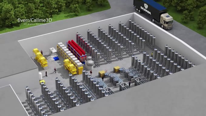 create realistic 3d industrial animation for machinery and manufacturing