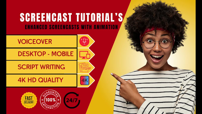 record HD screencast explainer tutorial video for website or app with voiceover