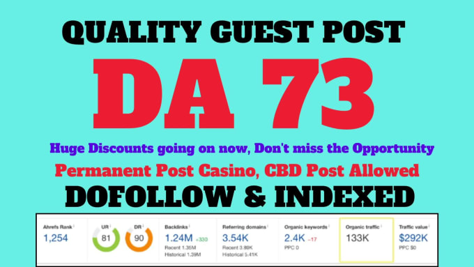 Guest Post on DA 73+ Sites with Dofollow Backlinks