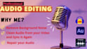 edit and clean audio, repair, enhance, fix, remove background noise from video