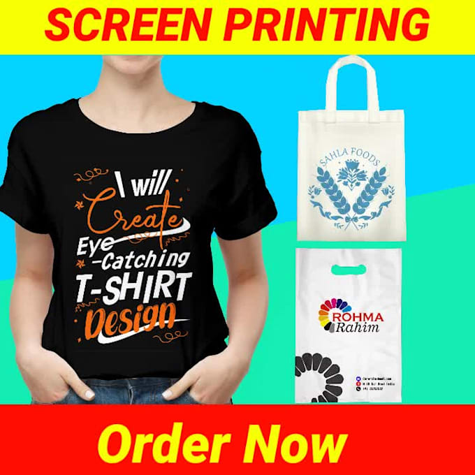 create screen printing design shopping bags, t shirt, mugs