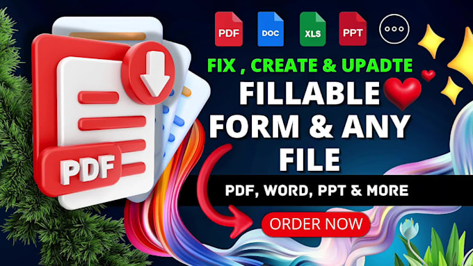 create and fix fillable PDF form word and excel with calculations