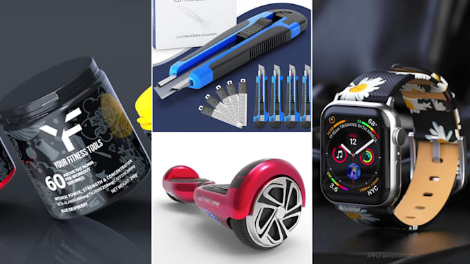 do realistic product modeling, rendering, and mockup design