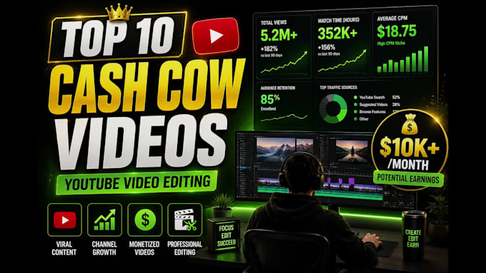 edit top 10 faceless cashcow videos for youtube