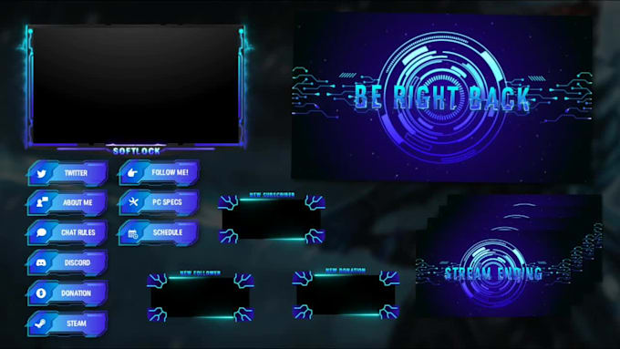 design professional animated stream overlay, twitch overlay for gaming