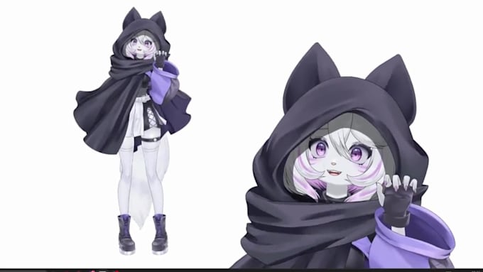 custom anime 2d vtuber model, live 2d rigging, character illustration, 3d vtuber