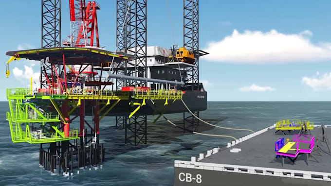 create 3d industrial animation oil and gas offshore drilling rig explainer video