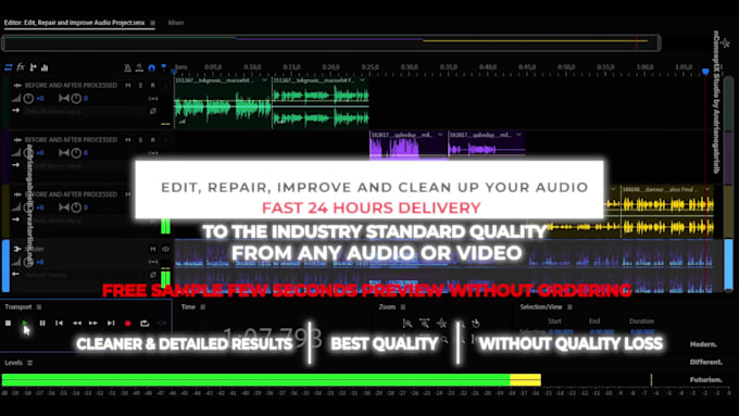 edit, repair, improve and clean up your audio to the industry standard quality