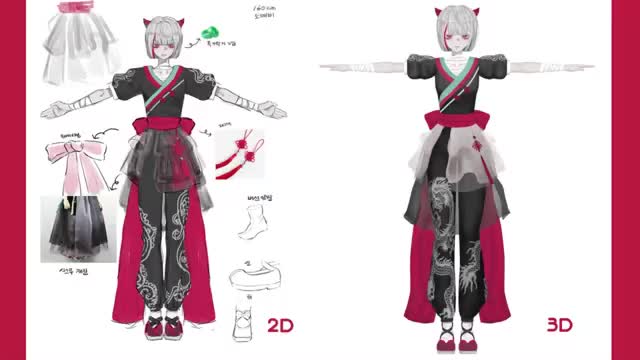 create 2d character design into a custom 3d vtuber avatar for streamers vrchat