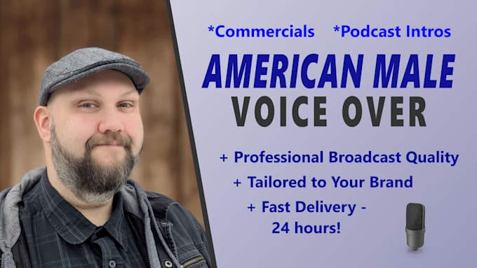 record an american male commercial or narration voice over with fast delivery