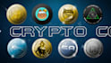 do 3d crypto logo and token in gold, silver or bronze