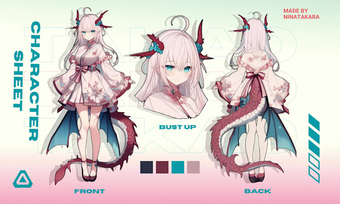 Draw character sheet reference for vtuber, book or oc in anime style by ...