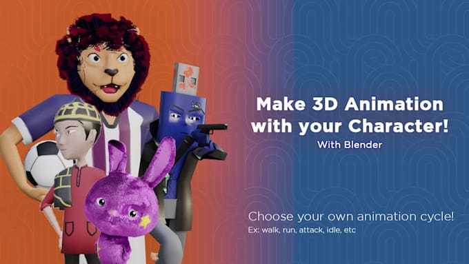 create 3d animation in blender with your game character