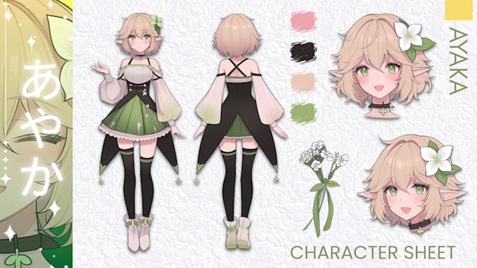 draw custom character sheet or reference sheet design in anime style