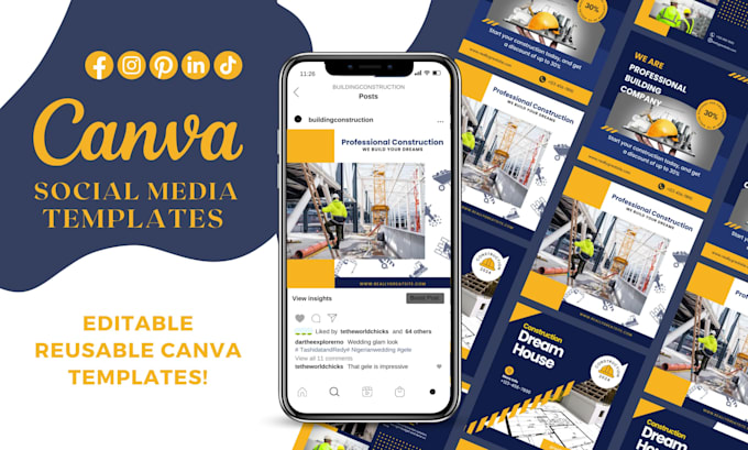 design canva templates, instagram post, carousel or anything in canva