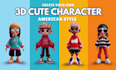 create cute 3d character, model, cartoon modeling, toy, animal