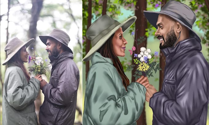 draw digital oil painting as you need