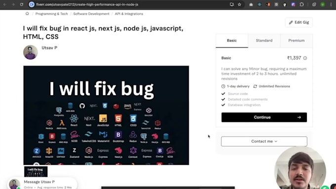 fix bug in react js, next js, node js, javascript, HTML, CSS