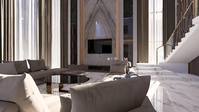create a 3d interior design of the room
