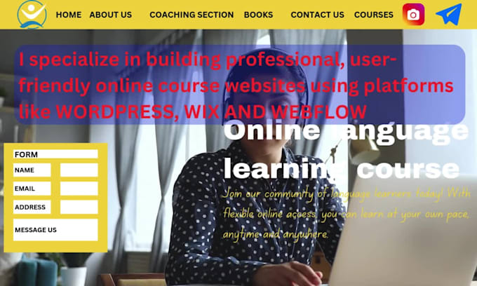 do online course website using wordpress or wix