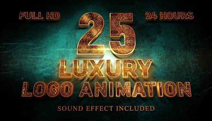 make 25 luxury gold  logo intro animation with sound effects