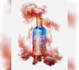model, animate perfume bottle, cosmetics products, boxes