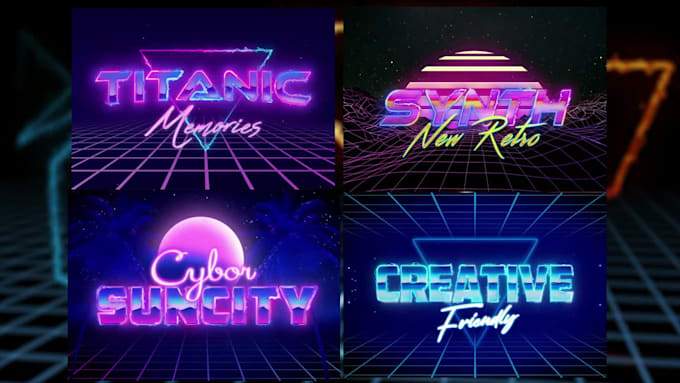 Create a 3d text logo with vintage retro style animation by