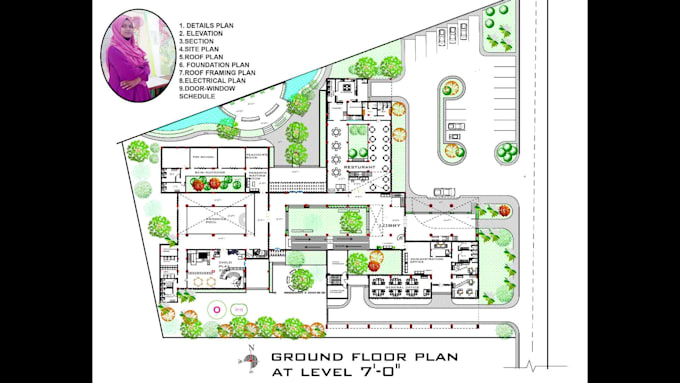 design detail floor plan,elevation,section,site plan in autocad