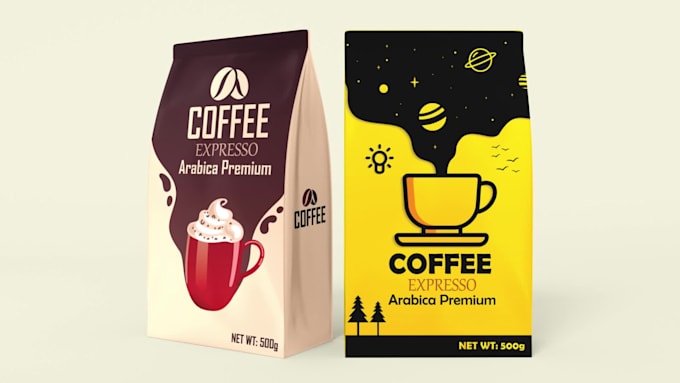do premium coffee or tea label, packaging and bag design