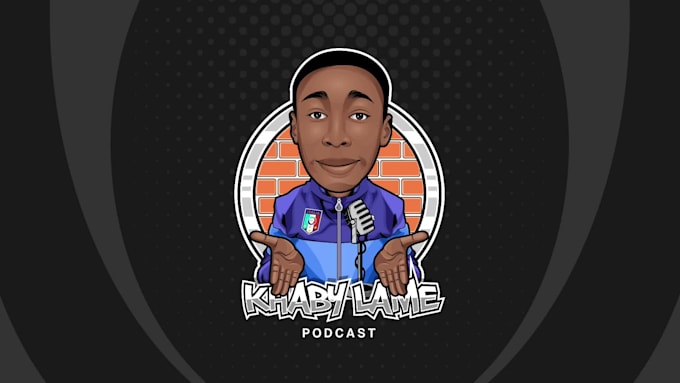 design podcast logo and cover art with cartoon style