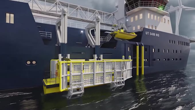 create offshore marine engineering, wind turbine and industrial 3d animation