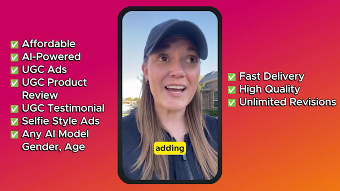 create ai ugc ads, review, video, testimonial for tiktok, instagram, facebook