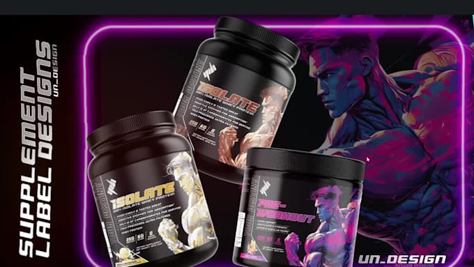 do supplement label design, pre workout, whey protein, supplement label