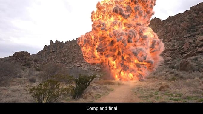 Render 3d vfx compositing, special effect, fire explosion, vfx cgi for ...