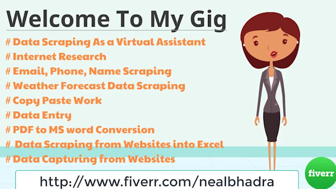 do data scraping from website as virtual assistant