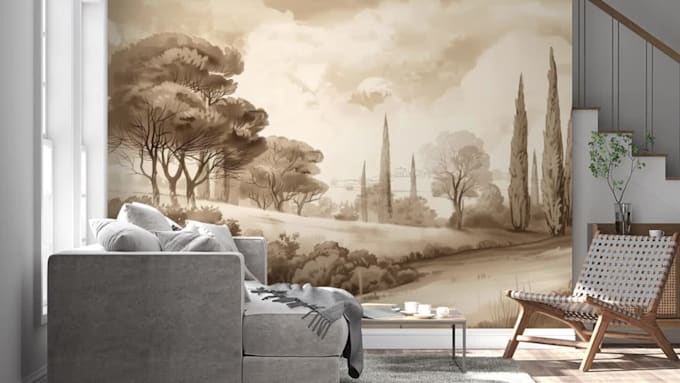 Create premium wall mural or wallpaper for your living room by ...