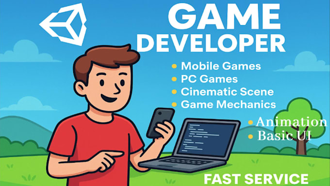 develop a complete 2d or 3d unity game for PC or mobile