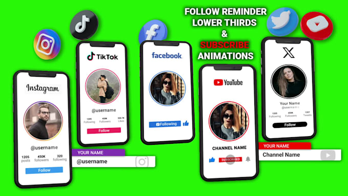 create 3d phone subscribe follow button lower thirds animation