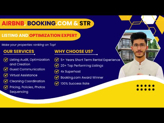 create and optimize your airbnb, booking com and str listing