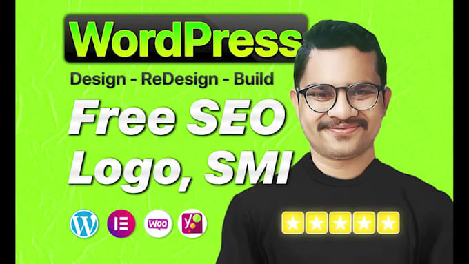 build wordpress website with free logo, SEO, smi